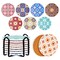 Set of 8 Ceramic Coasters for Drinks with Cork Base and Iron Holder, Mediterranean Tile Designs (4 Inches)